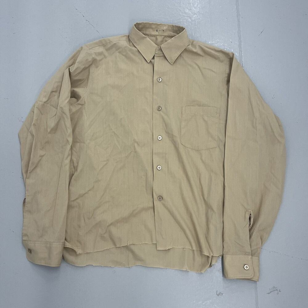 Vintage 60s Tan Boxy Polyester Work Shirt